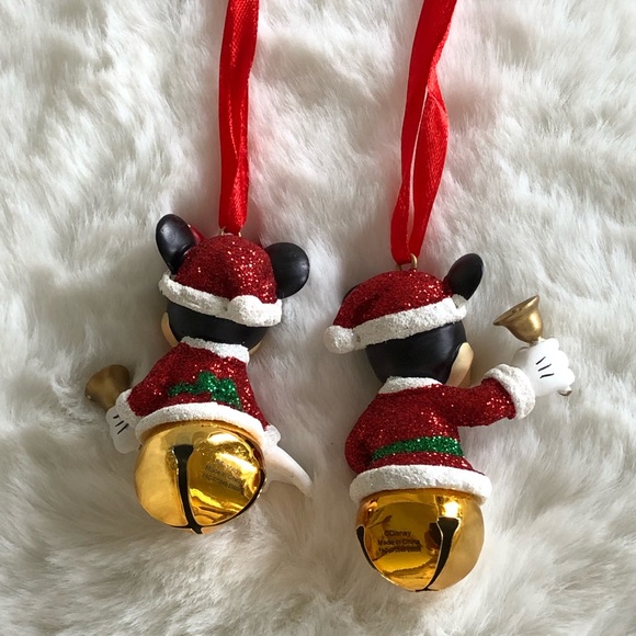 Disney Parks Santa Mickey and Minnie Christmas Bell Ornament Set - Picture 4 of 7